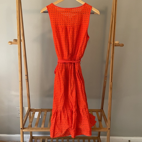 Eyelet midi button down midi dress. - Picture 3 of 3